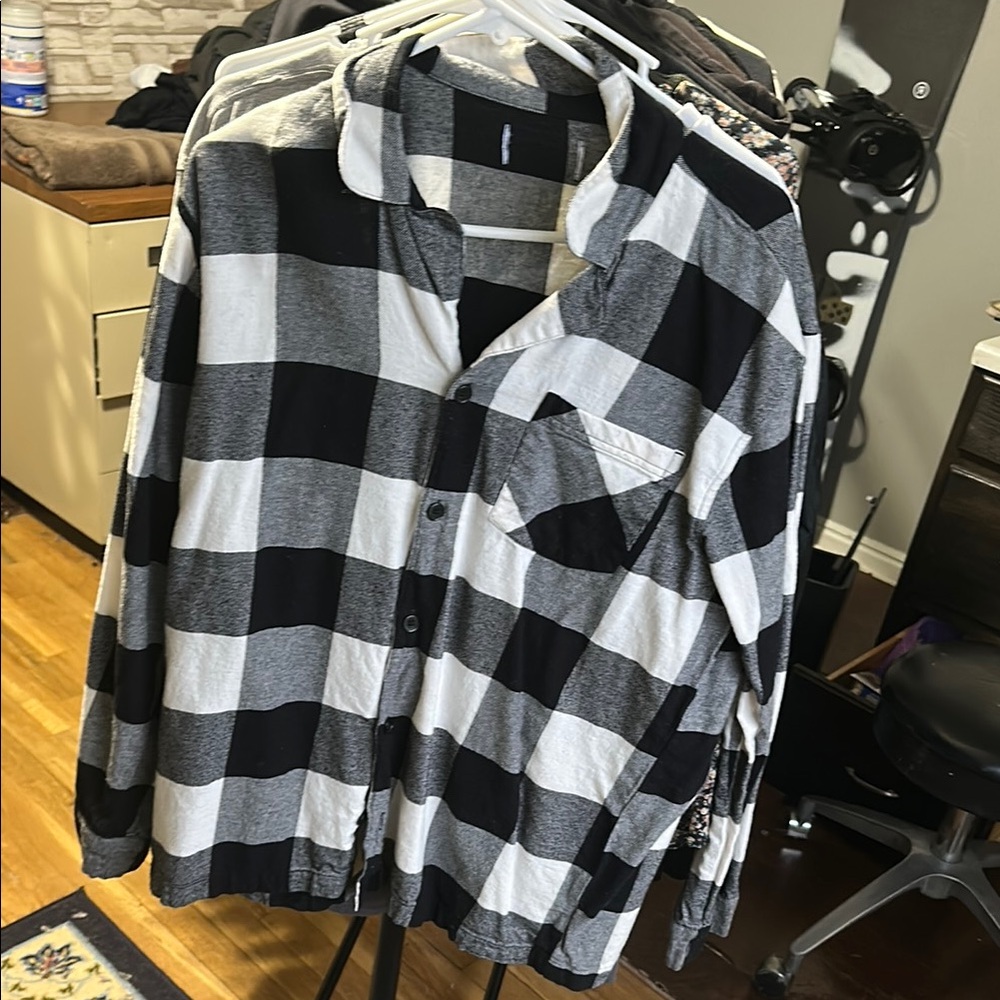 Black and White Checkered Men's Shirt